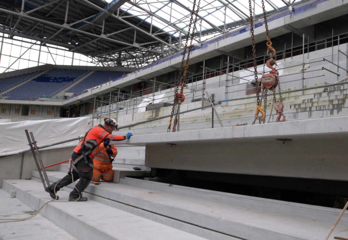 The terrace units, averaging just under 9.5 tonnes in weight, have each been meticulously lifted into place over the past 18 months