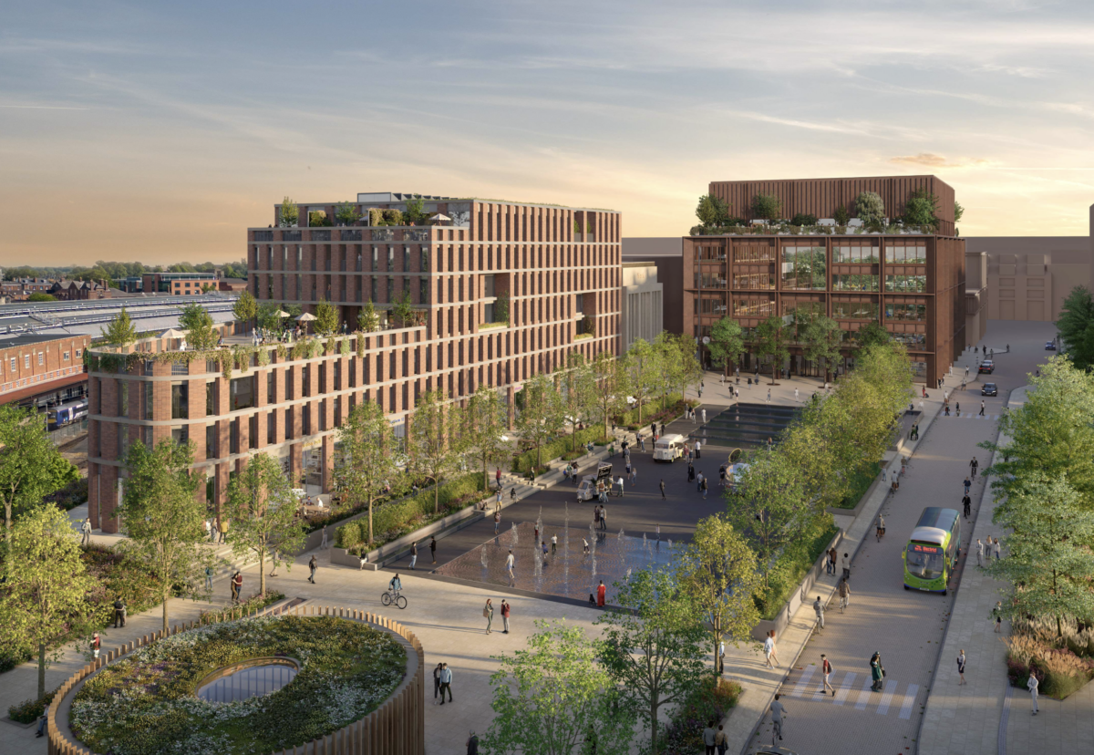 Former Coal Drops area plan looking onto the York Railway Western Station entrance, forming part of the phase one proposals (Image Credit: The Collective)