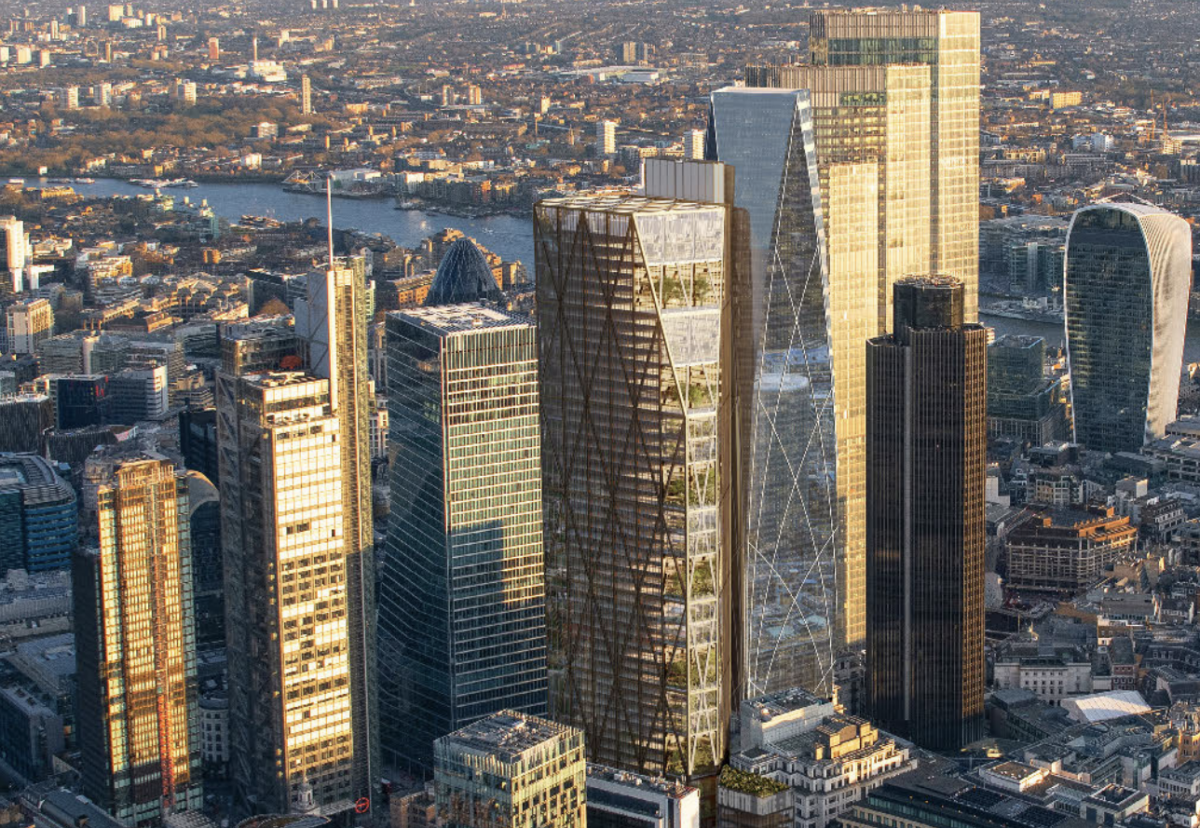 Centre: 99 Bishopsgate tower designed by architect RSHP