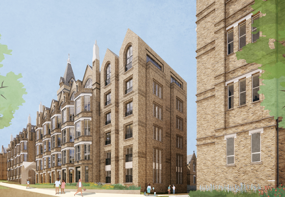 Former Victorian Hospital building in North London will be converted int flats with several new blocks also built on the Archway site
