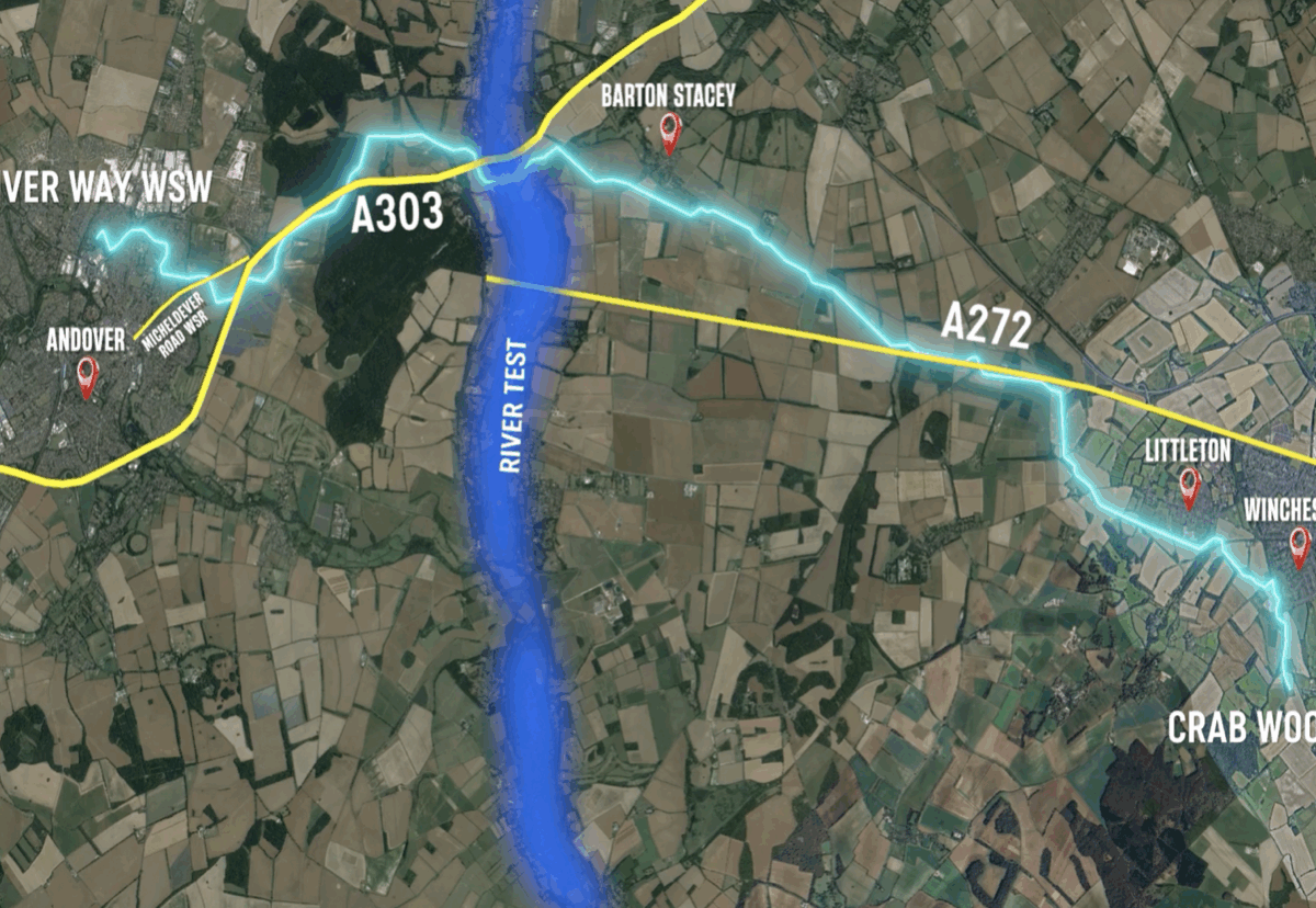Proposed route of new Andover Link Main