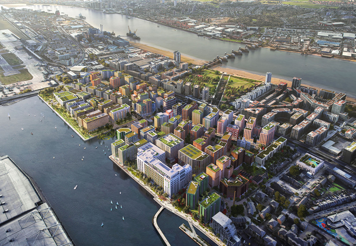 Masterplan for the Silvertown scheme based around the Millennium Mills building on the Royal Docks