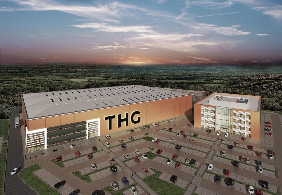 CGI of ICON, The Hut Group’s new logistics and global content creation studio in at Manchester Airport