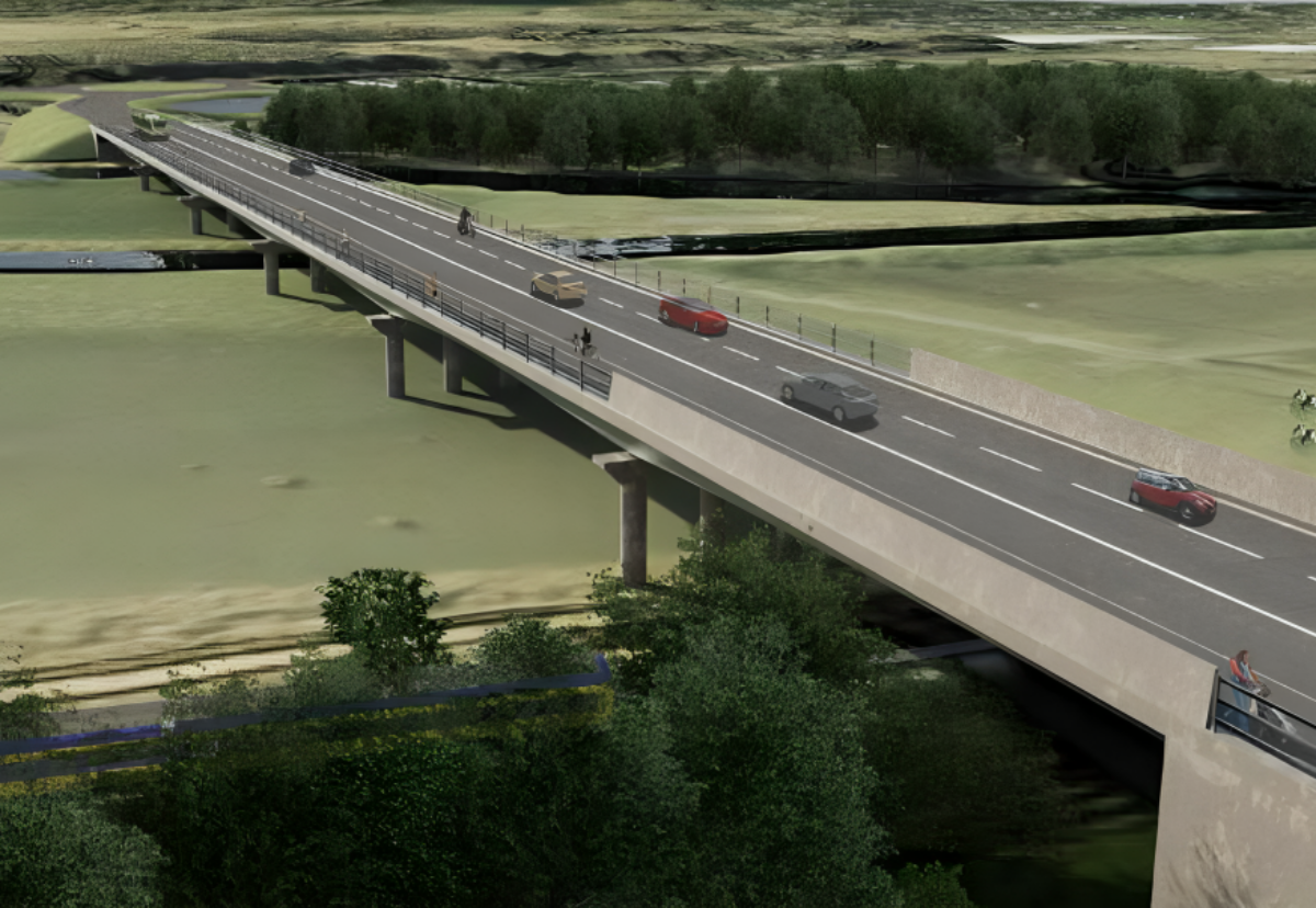 The viaduct will be supported by a 5-span structure, with the longest span distance being 56m apart.