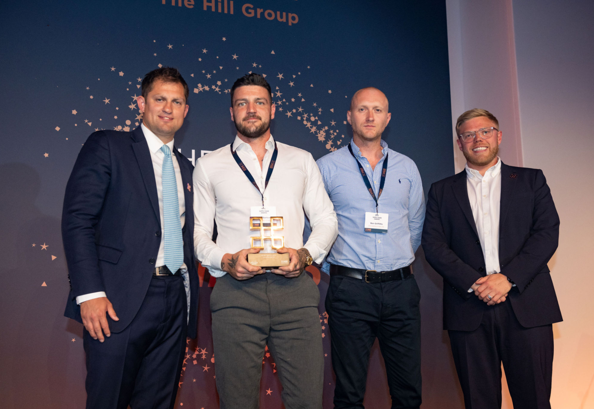 Greg Hill - Deputy Chief Executive at Hill Group, Sam Barlow – Project Director at Rye Demolition, Ben Griffiths – Health, Safety and Environmental Director at Rye Demolition, Rob Beckett – awards host.