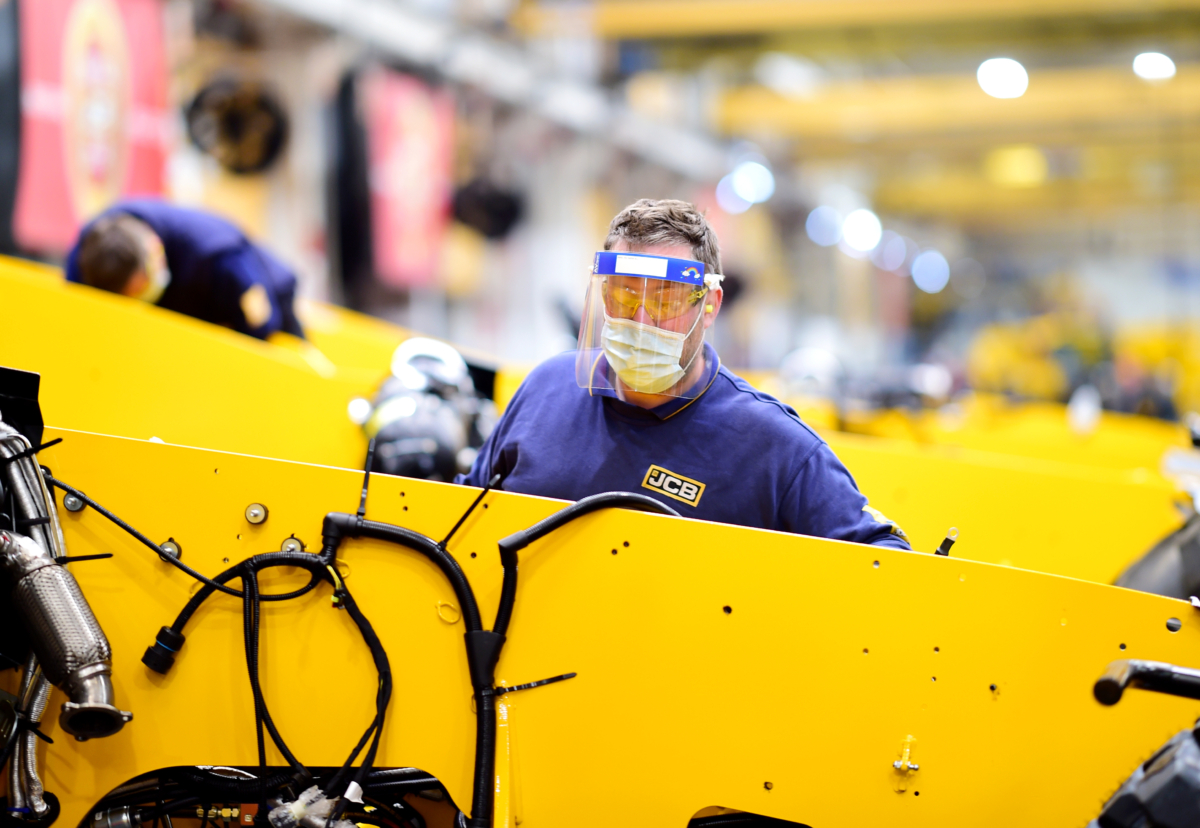 Visors are being issued to shopfloor workers for extra protection