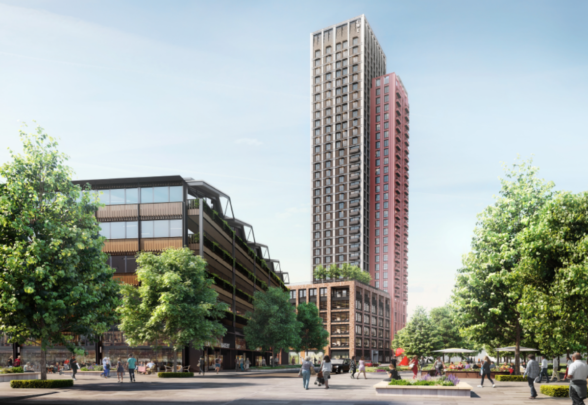 First three buildings in phase one of London's Canada Water regeneration scheme