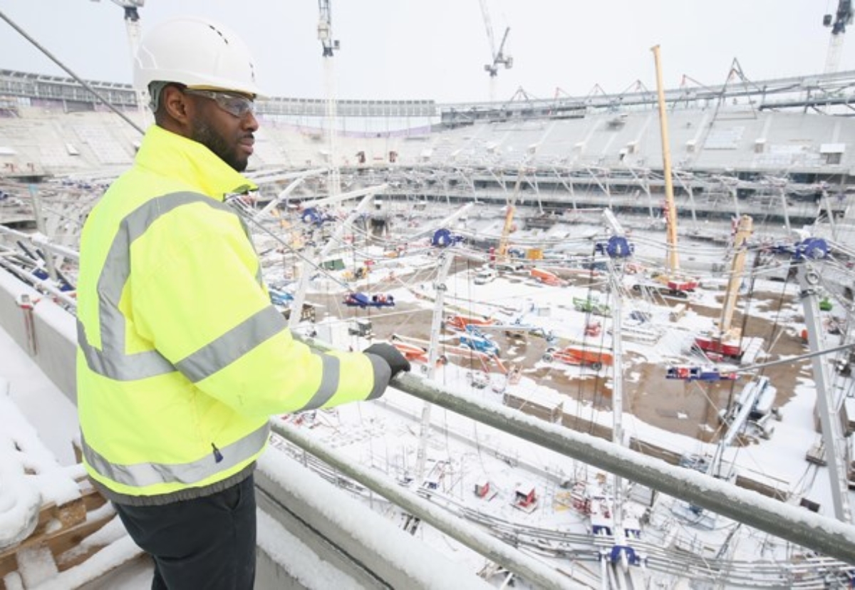 Ledley King checks on construction