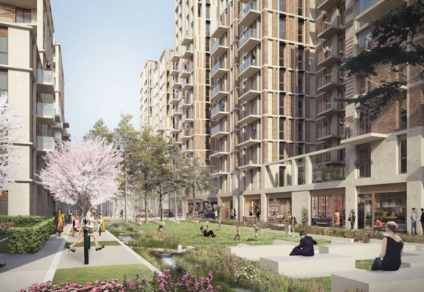 CGI of the affordable housing at Battersea Power Station, planned to start later this year