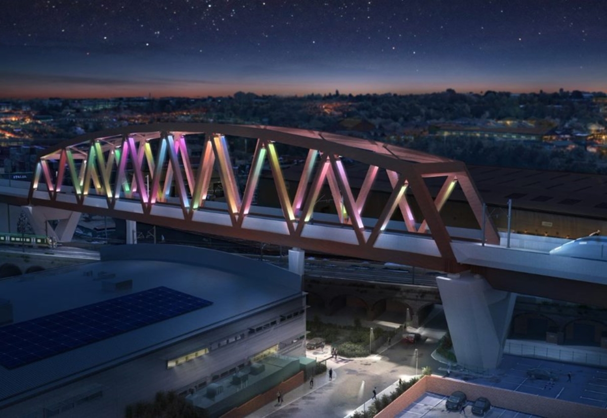 25-metre-high curved truss will be lit up at night