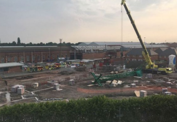 Site shots courtesy of the BBC appear to show a toppled freestanding tower crane