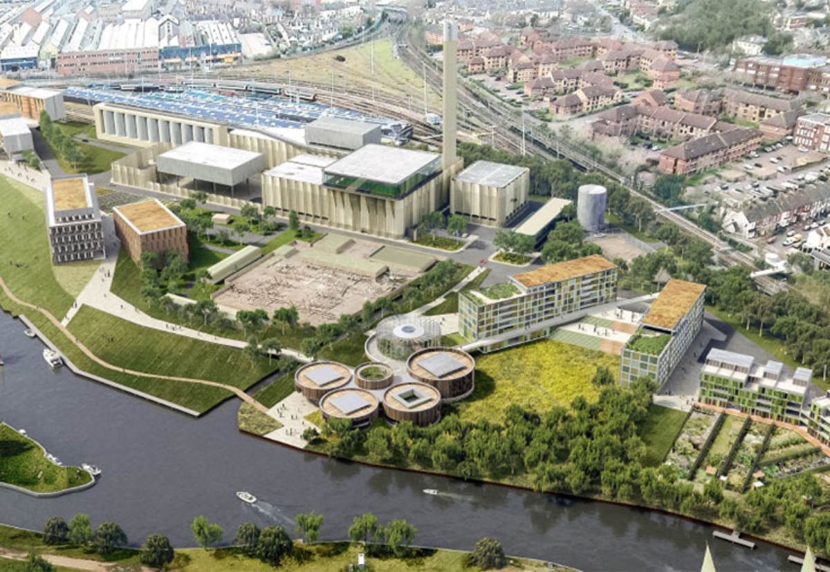 As well as a a biomass plant the scheme included five blocks of student accommodation for 600 students, 120 houses,  a research base, an education centre and two new public squares