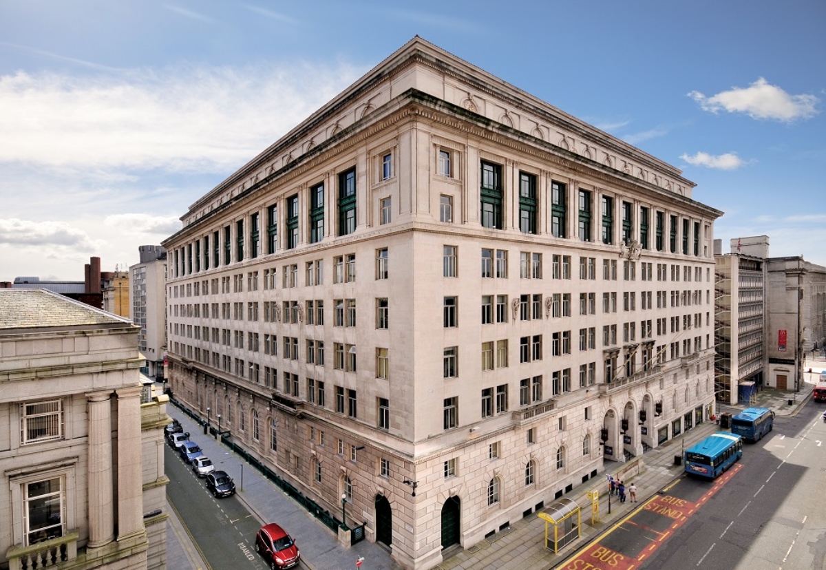 Clad in Portland stone, the 12-storey India Buildings is a well-known central landmark in the city