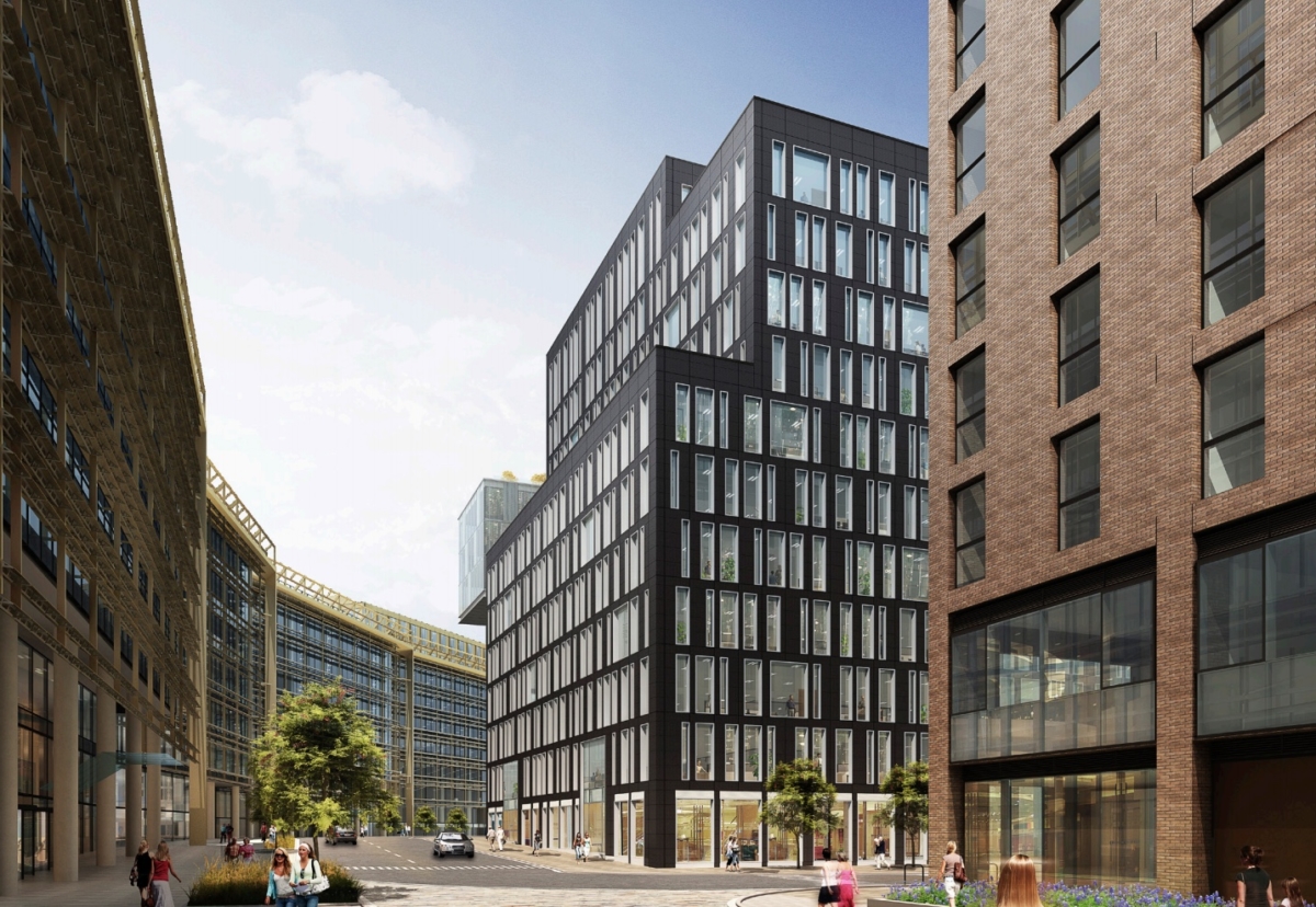 S1 will have a tuff stone façade clad in black volcanic lava stone from Armenia, which was a first for buildings of this scale in the UK when the partner S2 was constructed by Carillion.
