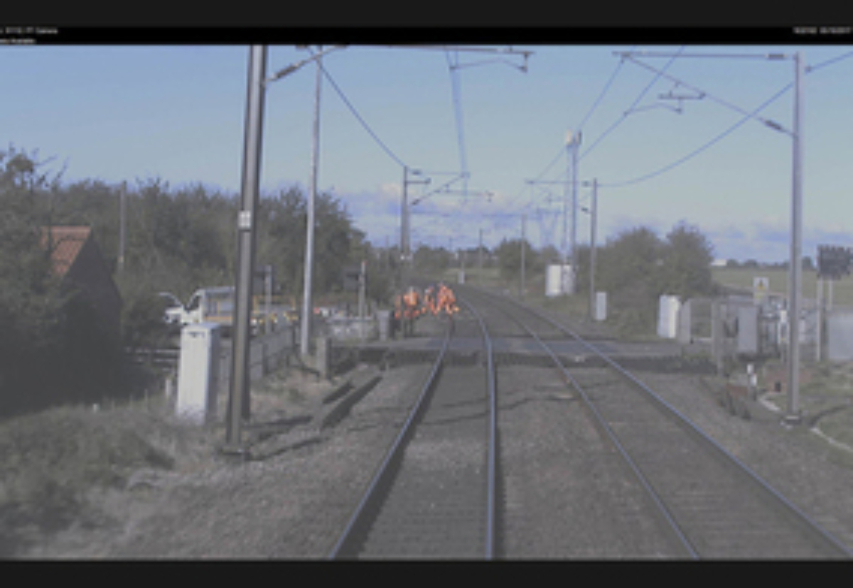 Forward facing CCTV footage from the driver's cab showing the train approaching the group of track workers at 125mph (image courtesy of Virgin Trains East Coast)