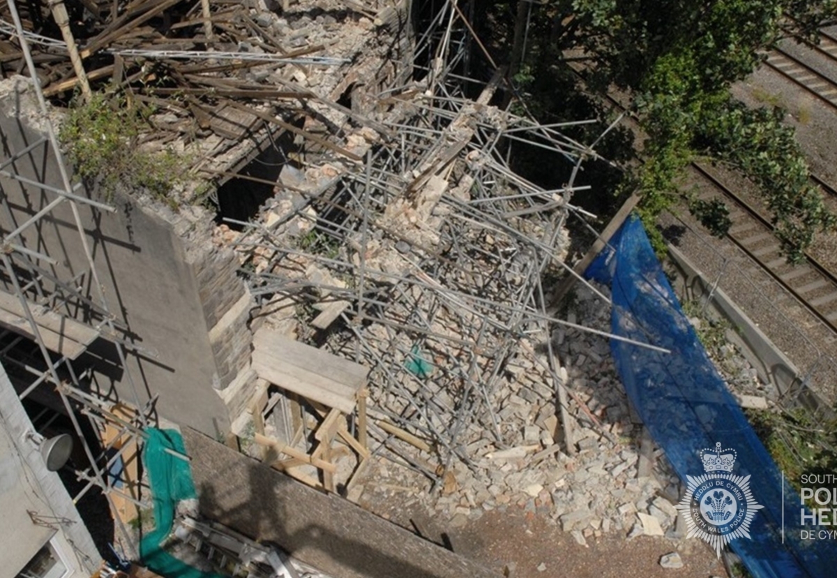 Collapsed wall of the church