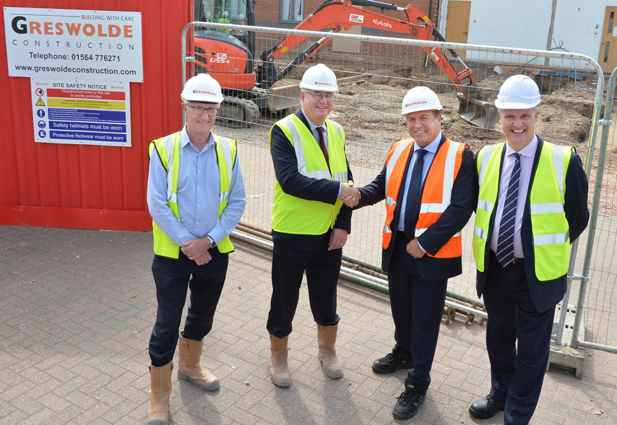 Happier times: Greswolde Construction’s Malcolm Priest (second left) is pictured with (from left) Director Chris Harrison, new Managing Director Perry Stewart and Finance Director Shaun Walsh 